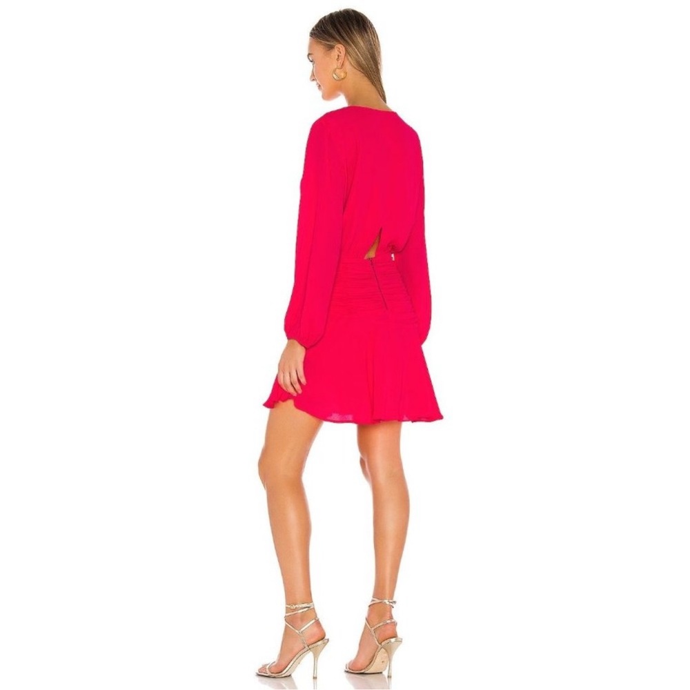 Krisa tie waist surplice mini dress in desire pink - Picture 2 of 7